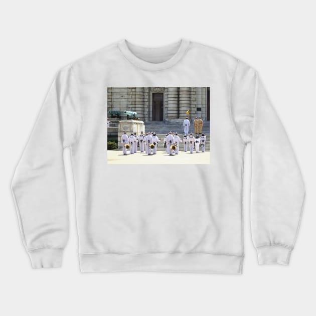 Annapolis Naval Academy - Band Leaving Noon Meal Formation Crewneck Sweatshirt by SusanSavad